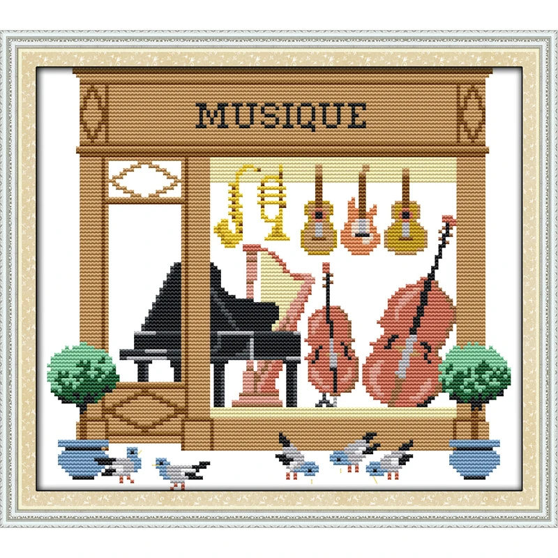 

Everlasting Love Musique Chinese Cross Stitch Kits Ecological Cotton Fabric 11 14 CT DIY New Year Christmas Decorations For Home