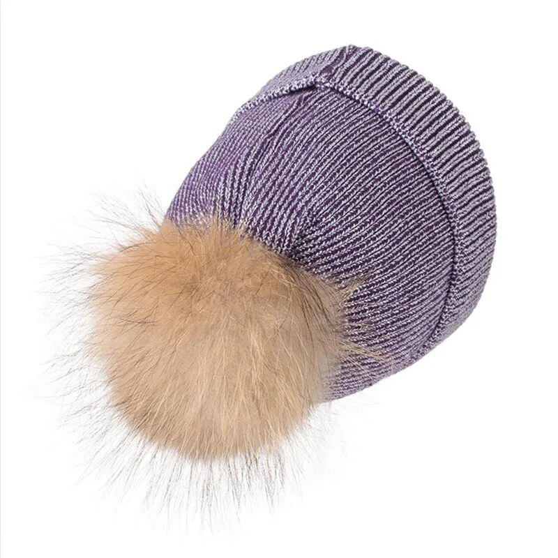 SUOGRY натуральный Лисий Мех пушистый помпон вязаные зимние шапки для женщин бини