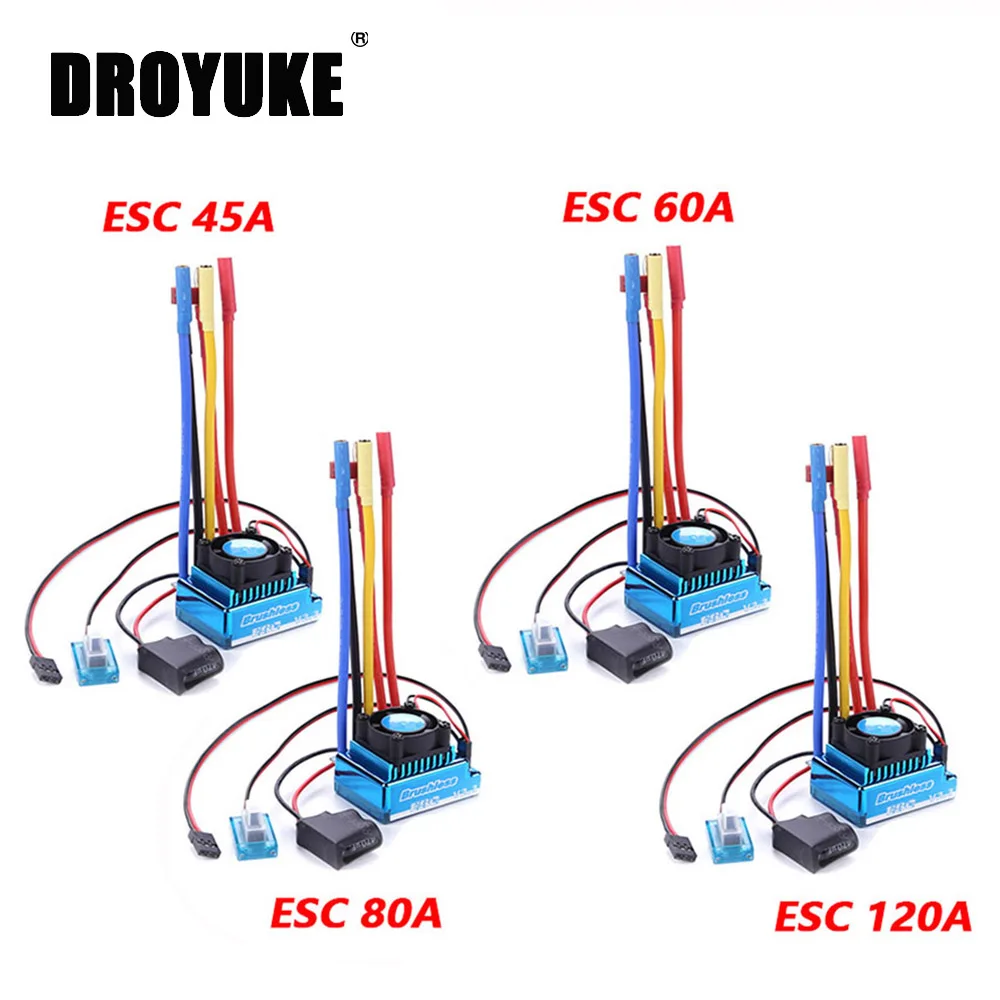 Водонепроницаемый бесщеточный контроллер скорости Droyuke 45A 60A 80A 120A CES для 1/10 1/12