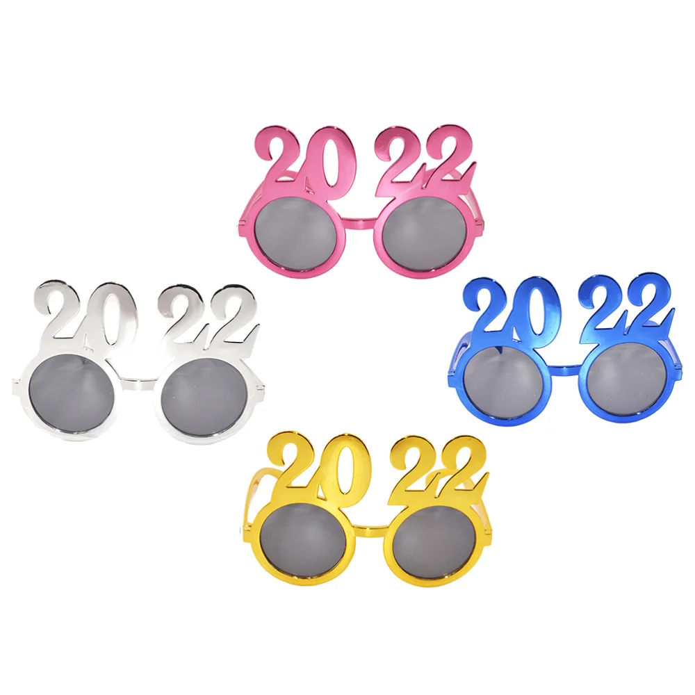 

4Pcs Lovely Glasses Holiday Photo Props Decorative Glasses (Assorted Color)