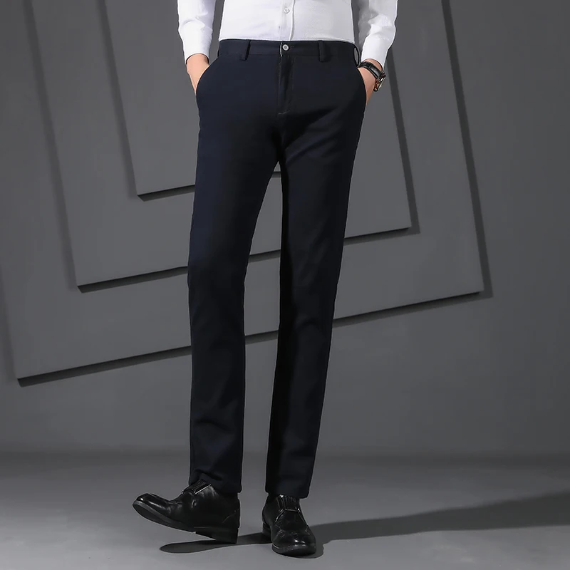 Мужские Стрейчевые брюки из хлопка повседневные Черные Брюки Чино для мужчин Calsa