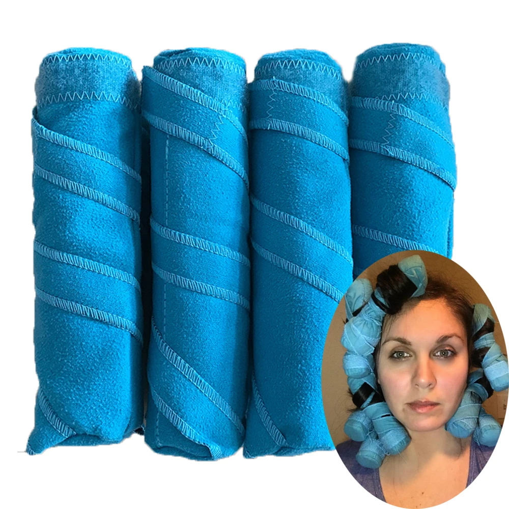 

8/12pcs Hair Rollers Sleep Styler Kit Long Cotton Curlers DIY Magic Hair Dressing Charming Hairstyle Styling Tool Kit Blue Color