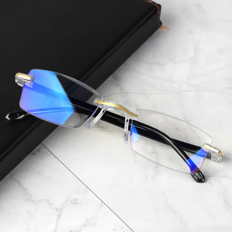 Очки для чтения без оправы мужчин и женщин пресбиопические с защитой от синего