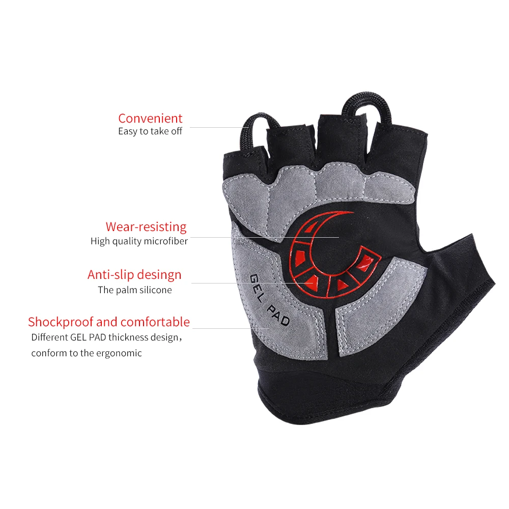 Мужские и женские велосипедные перчатки с полупальцами противоскользящие