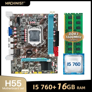h55 motherboard lga 1156 set kit gamer pc with intel core i5 760 processor ddr3 16gb28gb 1600mhz desktop ram memory hm55 p3 free global shipping