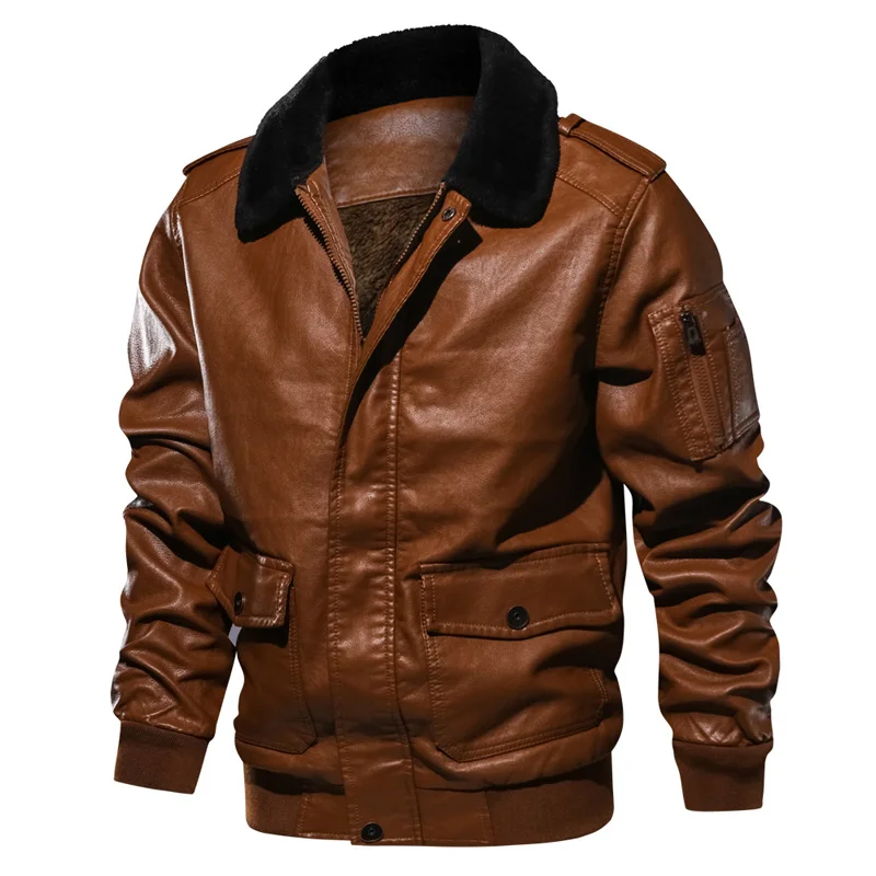

PEVSN Autumn Winter Men's PU Leather Jacket Motorcycle Leather Jackets Male Outwear Windbreaker Fur Coats Brand clothing ,TA178