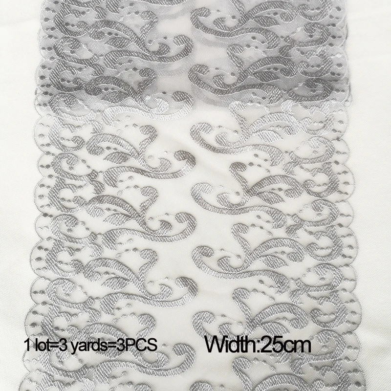 17 Width 25cm 3 метра(10 м) 15-25 см серая Сетка кружевная лента с вышивкой край платья украшения одежды материал рукоделие Швейные аксессуары 886 - Цвет: 17 Width 25cm