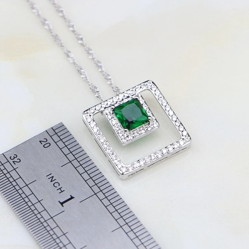925 стерлингового серебра ювелирные изделия из зеленого кубического циркония
