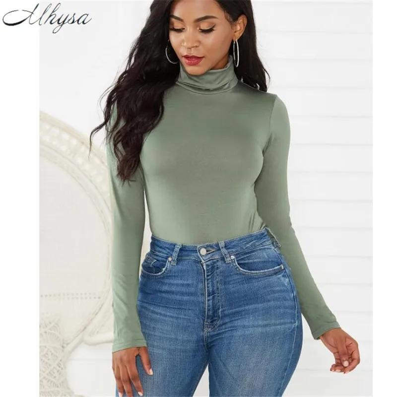 Mhysa Autumn Winter New Fashion Sexy women's sweater Bodysuits Women's Turtleneck Sweater body mujer Skinny jersey mujer