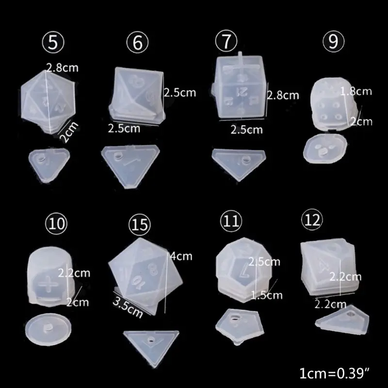 

9 Shapes Dice Fillet Square Triangle Dice Mold Dice Digital Game Silicone Mould