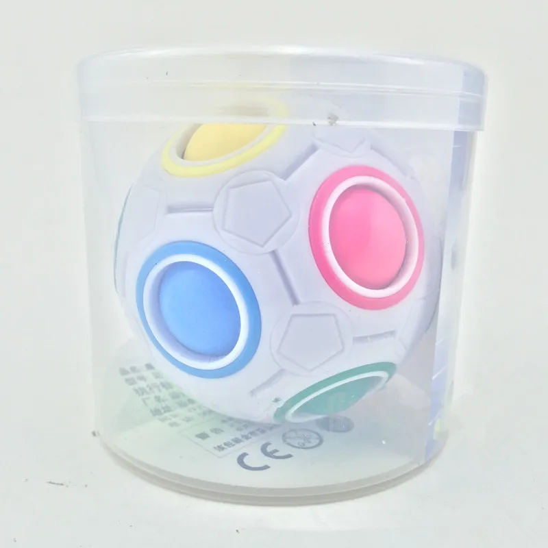 Puzle de f&uacute;tbol para ni&ntilde;os, juguete para aliviar el estr&eacute;s, pelota para cubos m&aacute;gicos creativos, arco&iacute;ris antiestr&eacute;s-5