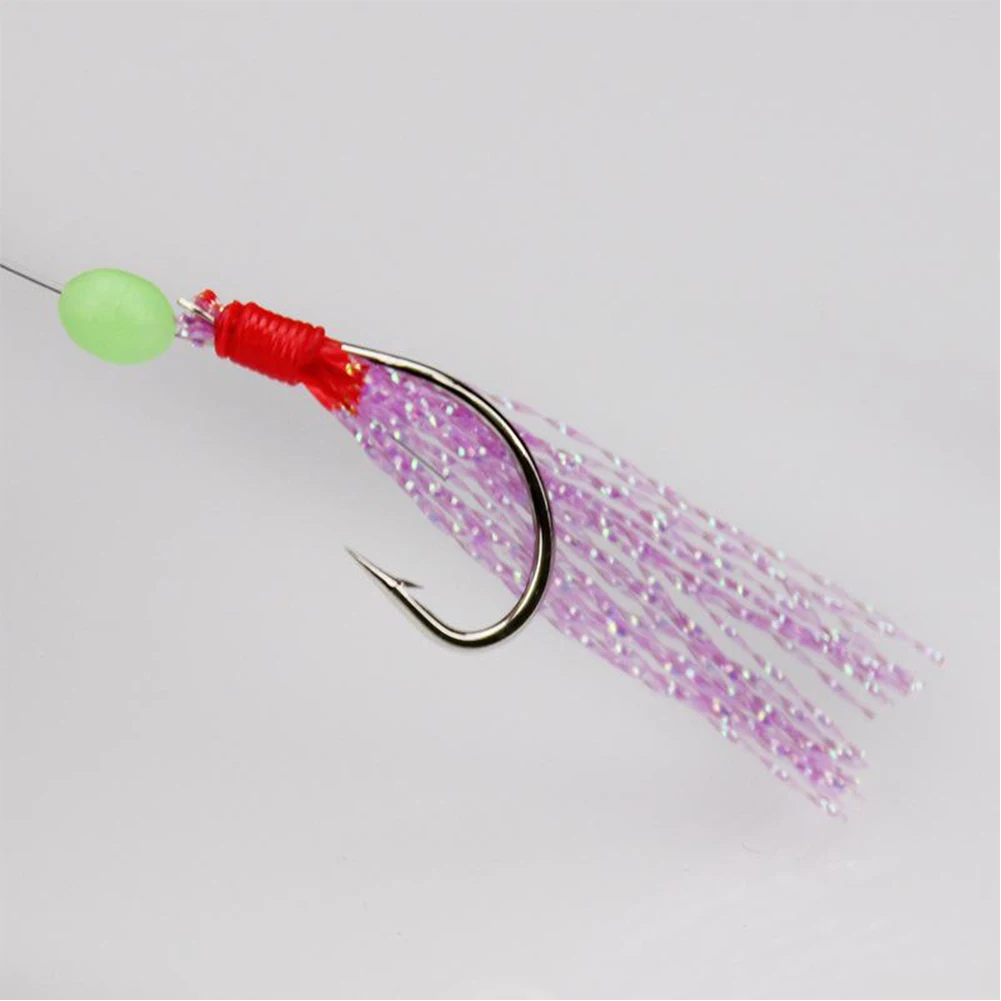 

6 bags Sabiki Soft Fishing Lure Rigs Bait Jigs Lure Soft Lure Worn Fake String Crystal Barbed Hook Fishing Lures 6 hooks one bag