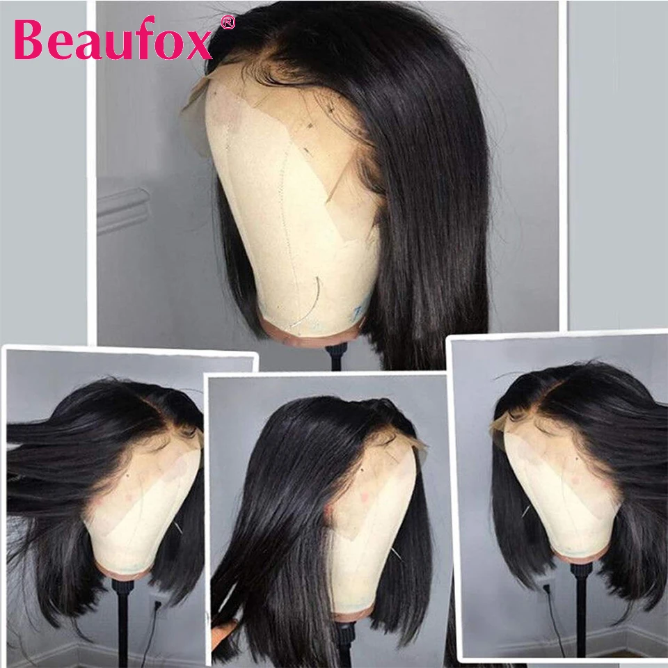 Beaufox короткий Боб кружевной передний парик 13x4 кружевные передние человеческие