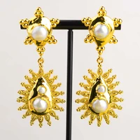 1pair 24 k yellow gold plated keshi pearl stud earrings