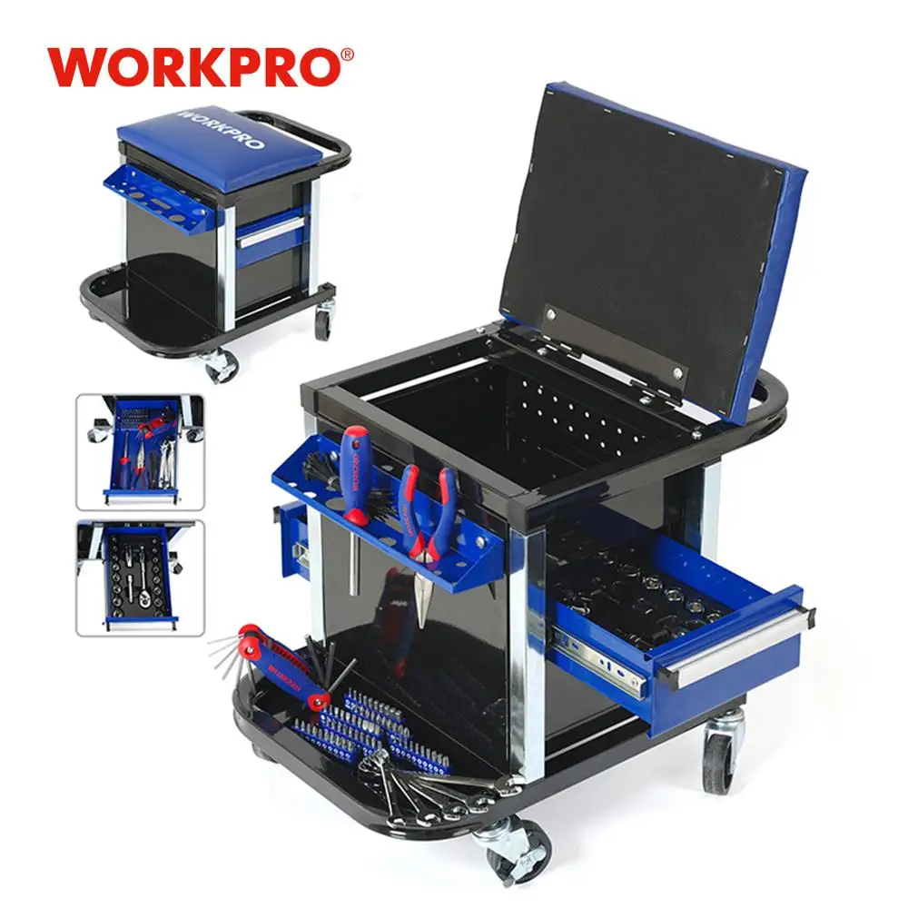 WORKPRO 135 шт. Набор инструментов подвижный верстак для сидений набор ремонта