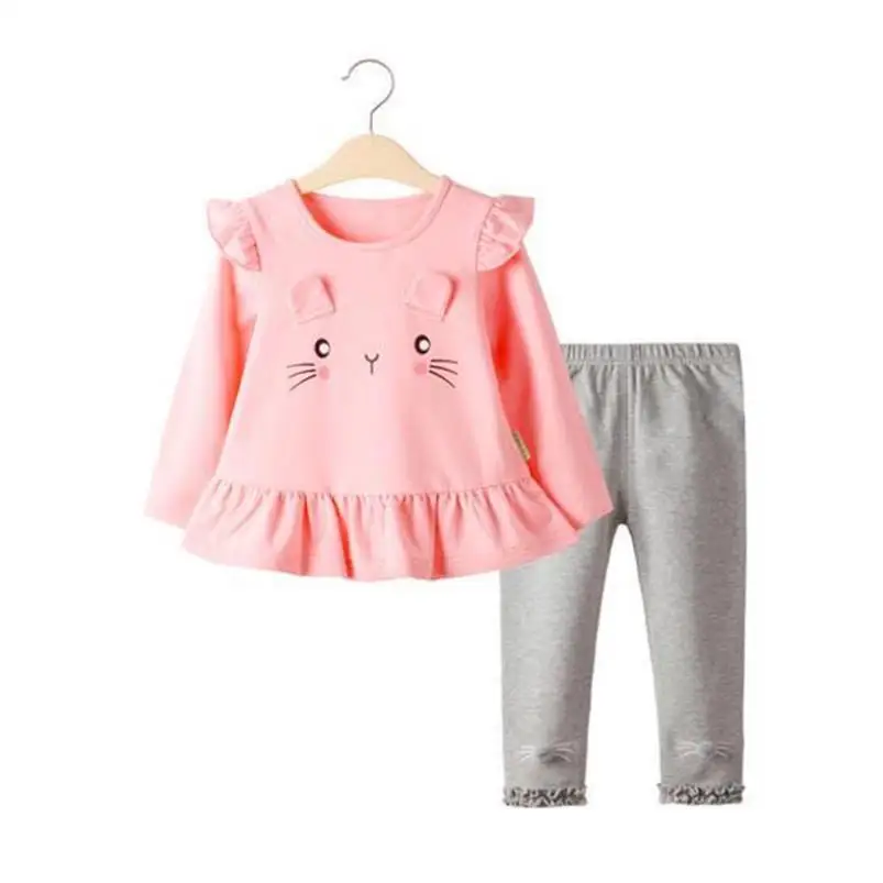 Одежда для девочек Детская осенне-зимняя футболка и штаны Рождественская