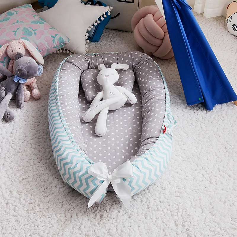 Переносная съемная и моющаяся кроватка для новорожденных, кровать-гнездо для путешествий, детская кроватка из хлопка, новая детская кроватка для путешествий - Цвет: wave ash