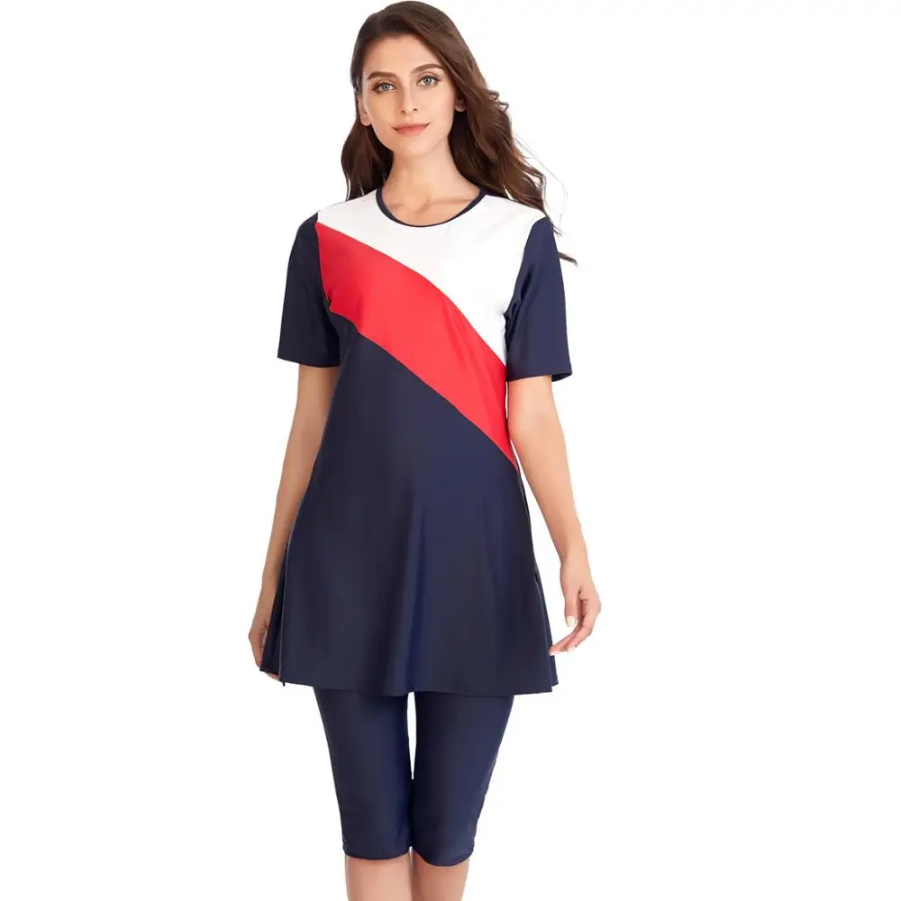 Мусульманский купальник Женский скромный хиджаб в стиле пэчворк спортивный с