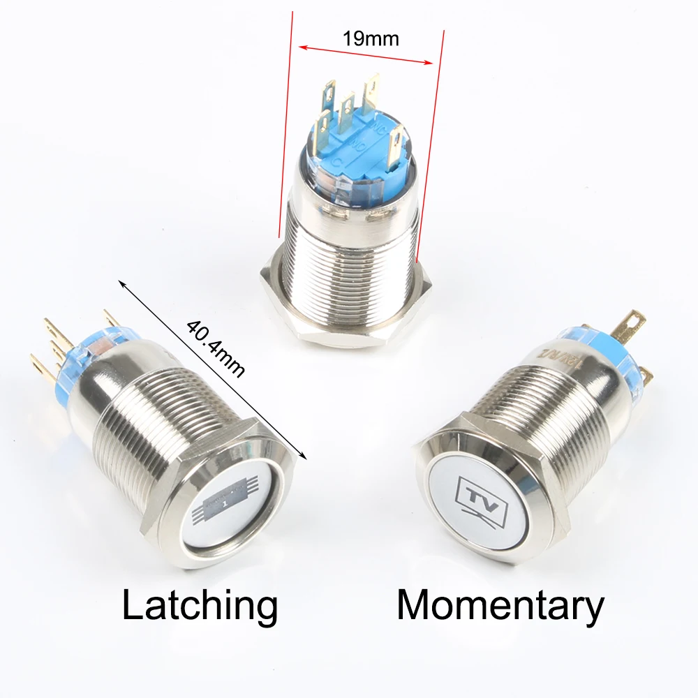 19 мм настраиваемый логотип кнопка фиксации/Мгновенный металлический латунный родиевый плакированный кнопочный переключатель кольцевой светильник плоский круглый вентилятор светильник