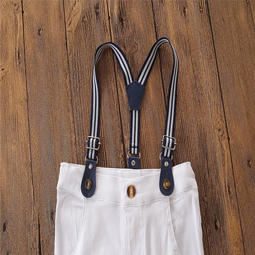 Рубашка для маленьких мальчиков футболка топ + штаны на подтяжках комбинезоны