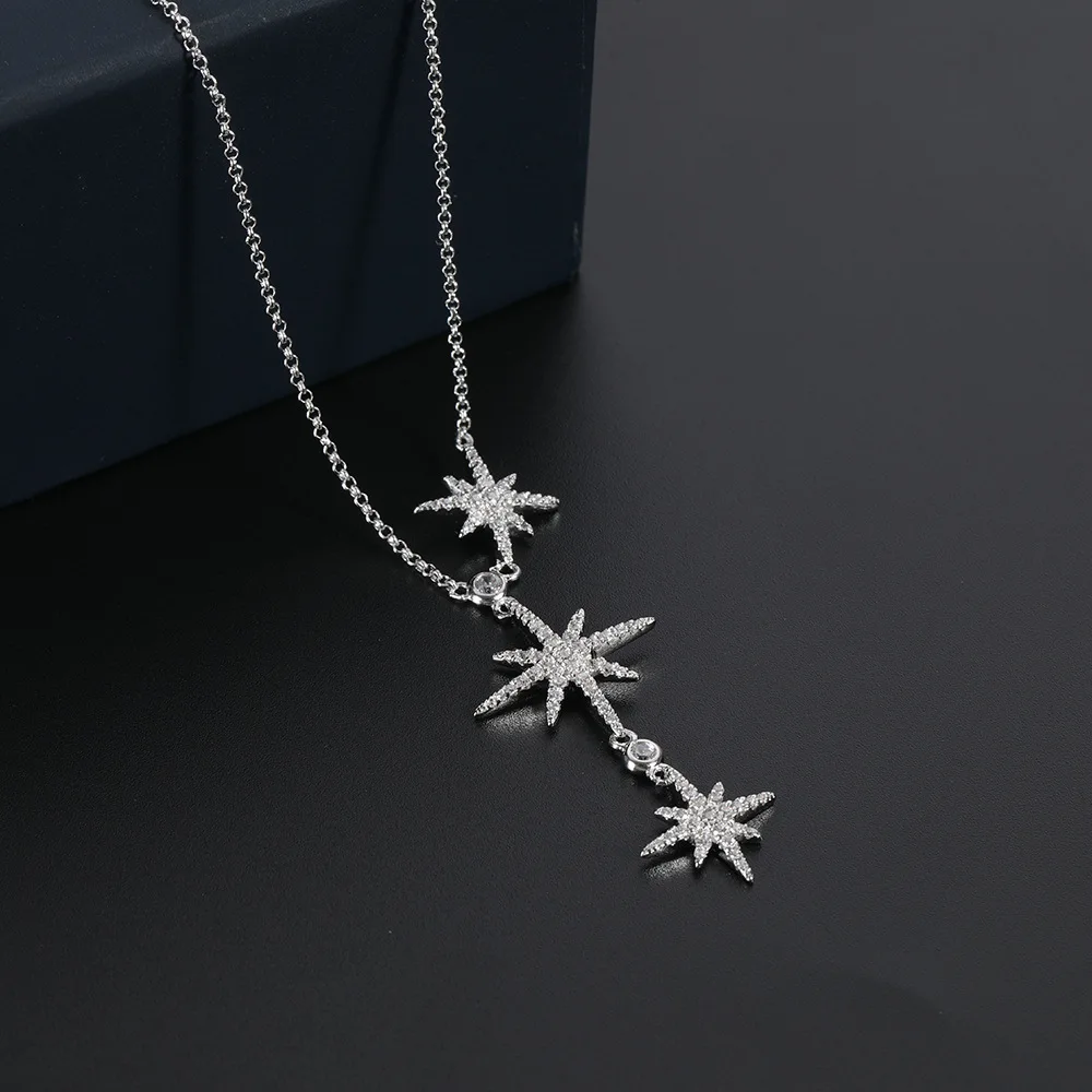 

Ожерелье из стерлингового серебра S925 с классической звездой женское ожерелье с подвеской в виде шестиконечной звезды цепочка до ключиц Мод...