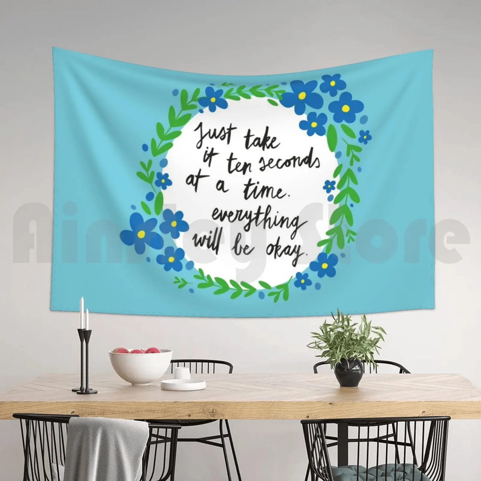 Тень секунд | Синий Гобелен для гостиной спальни Небьющийся Кимми Шмидт десять 10