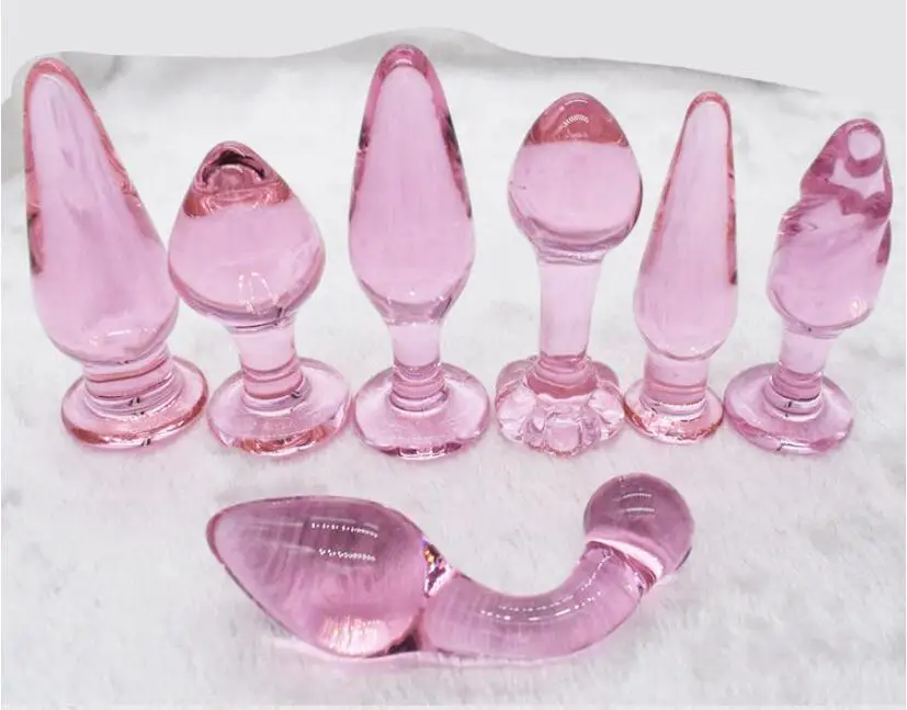 Розовая Анальная пробка стеклянная анальный массаж расширитель простаты