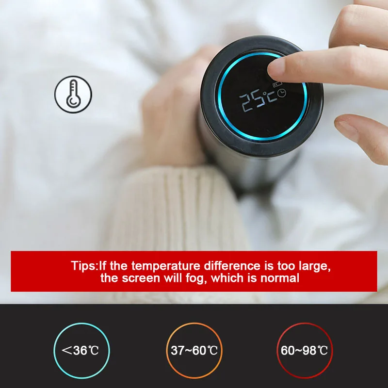 400 мл умный сенсорный термос чашка с USB-зарядкой цифровой дисплей Изолированные