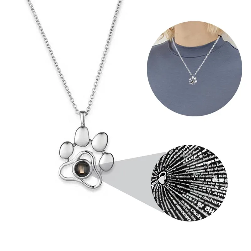 Новинка 2020 ожерелье с подвеской в виде милой кошачьей собачьей лапы на 100 языках