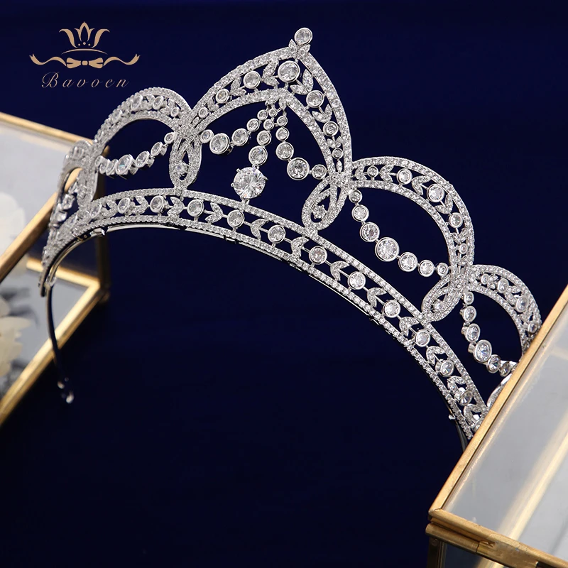 Женская королевская принцесса полный циркон невесты диадемы кристаллы циркона