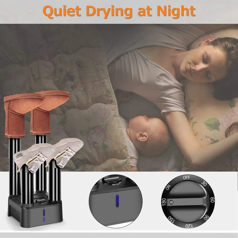 

Air Choice Boot Dryer Detachable 4 Shoe Dryer With 180 Mins Timer, Quick Drying,Space Saving & Super Quiet 1Pcs US Plug