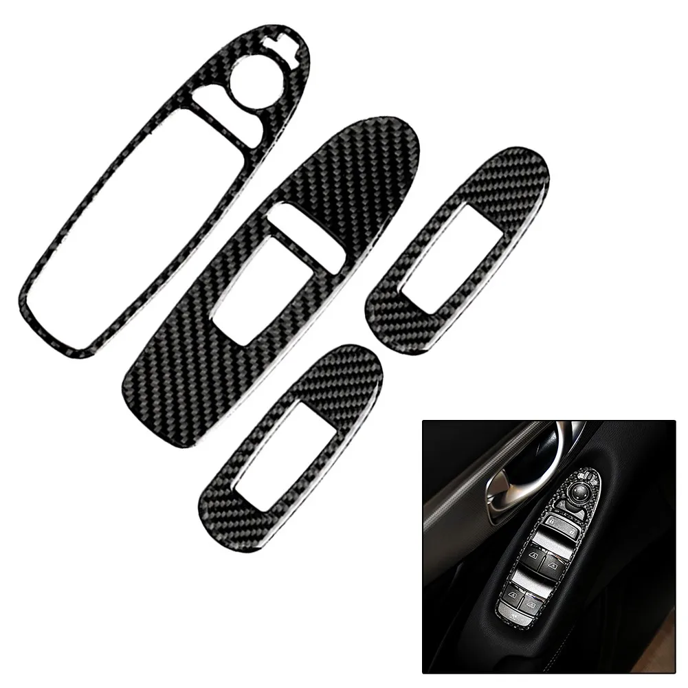 

4pcs Window Glass Lift Button Trim Cover Sticker Carbon Fiber Interior Lift Button Cover Trim For Infiniti Q50 2014-2019