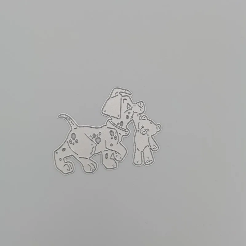 

Puppy carrying a bear doll metal Cutting Dies Stencils For Scrapbooking Paper Cards Crafts DIY 2019 New