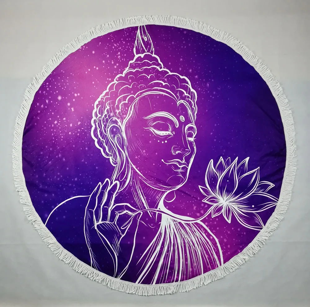 Бесплатная доставка этническая мандала золотой фиолетовый Будда цветок лотоса