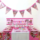 Куклы LOL SURPRISE, праздничные атрибуты, розовые украшения для дня рождения, одноразовые столовые приборы, бумажная тарелка, салфетка, скатерть, игрушка