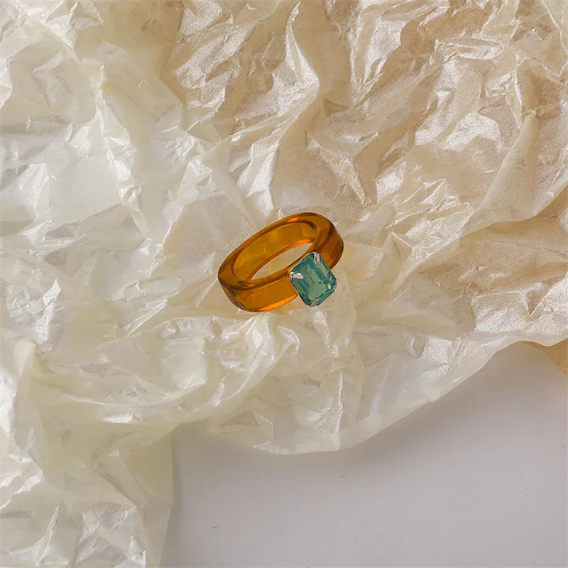 

MASA Trendy Colourful Transparent Resin Acrylic Ring for Women Korean Creative Geometric Square Round Irregular Rings Jewelry