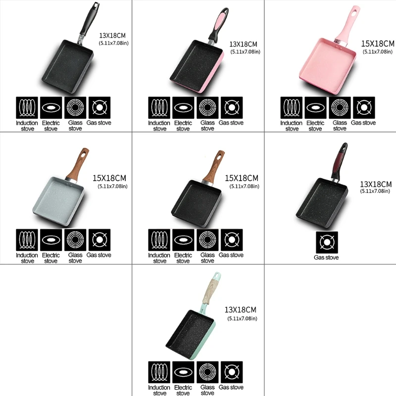 

Retangular Omelette Pan Tamagoyaki Egg Pan, Nonstick Maifan Stone, Anti-Scalding Handle, Japanese Style Small Frying Pan Suitabl