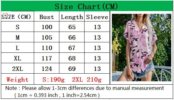 

Summer V Neck Short Sleeve Button Camouflage Printed Loose Blouse Shirts Women Streetwear Camo Tops Dropshipping