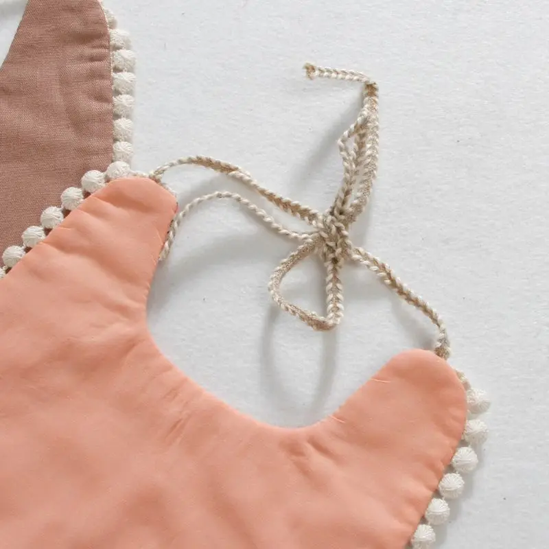 

Infant Baby Girl Boy Bib Kid Toddler Dinner Feeding Tassel Double-deck Cotton Linen Burp Cloths Saliva Towel
