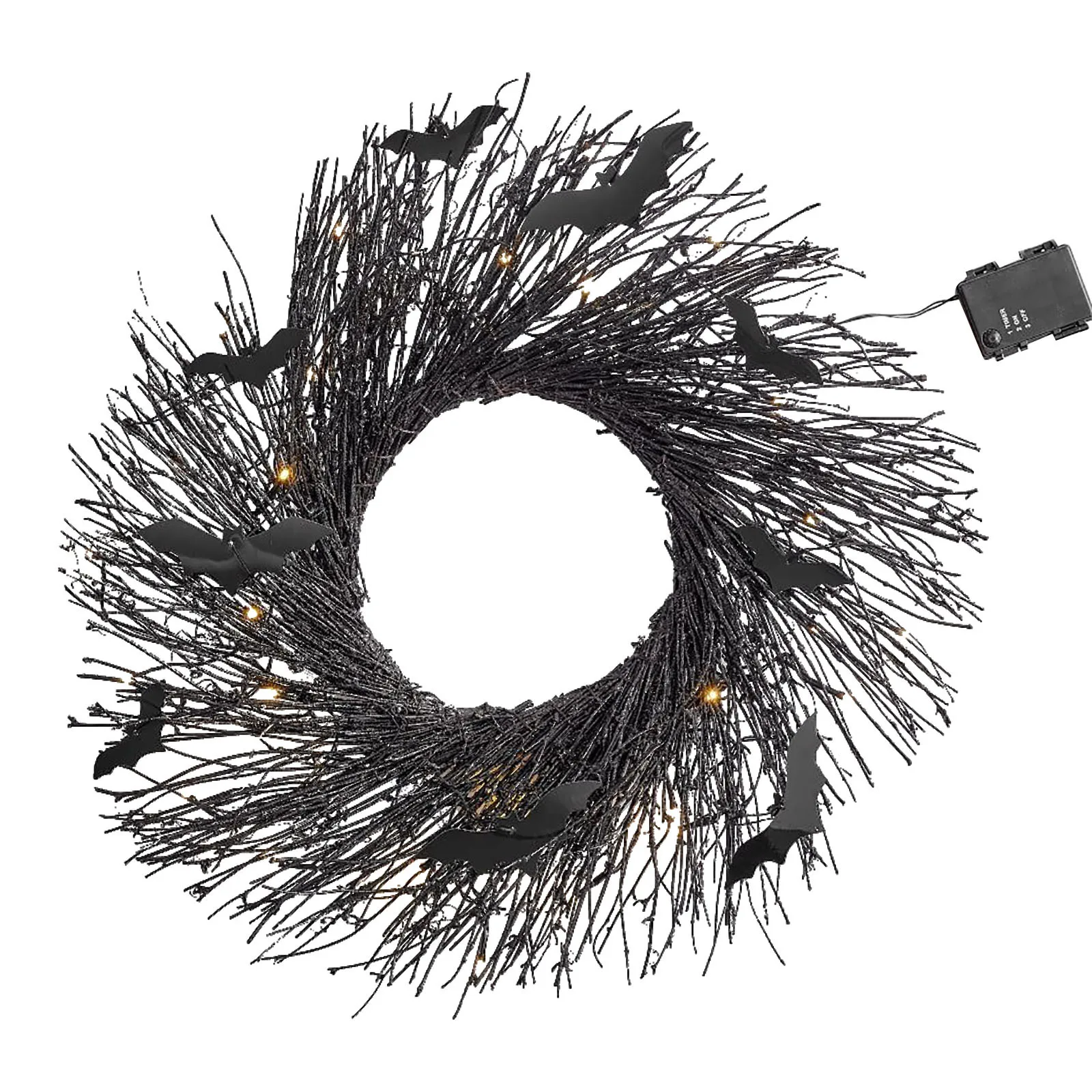 Венок на Хэллоуин с таймером 30 светодиодов для входной двери украшения