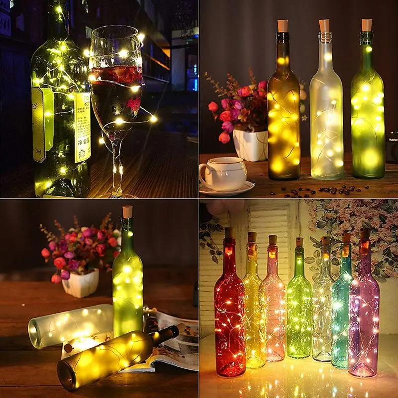 

10/20 LED Solar Wine Bottle Cork Shaped String Lights Night Fairy Christmas Fairy Light Outdoor Garland Strings Copper Wire