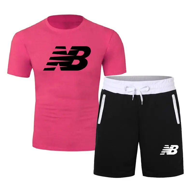 

2020 Men Casual Set Fashion 2 PCS Sweat Suit Striped Short Sleeve T-shirt Shorts Sets Male Sportswear Tracksuit Summer Sportsuit