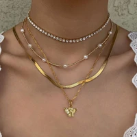 ywzixln boho multi layer bling rhinestone chain angel pendant fashion necklaces choker for girls hiphop jewelry n0294