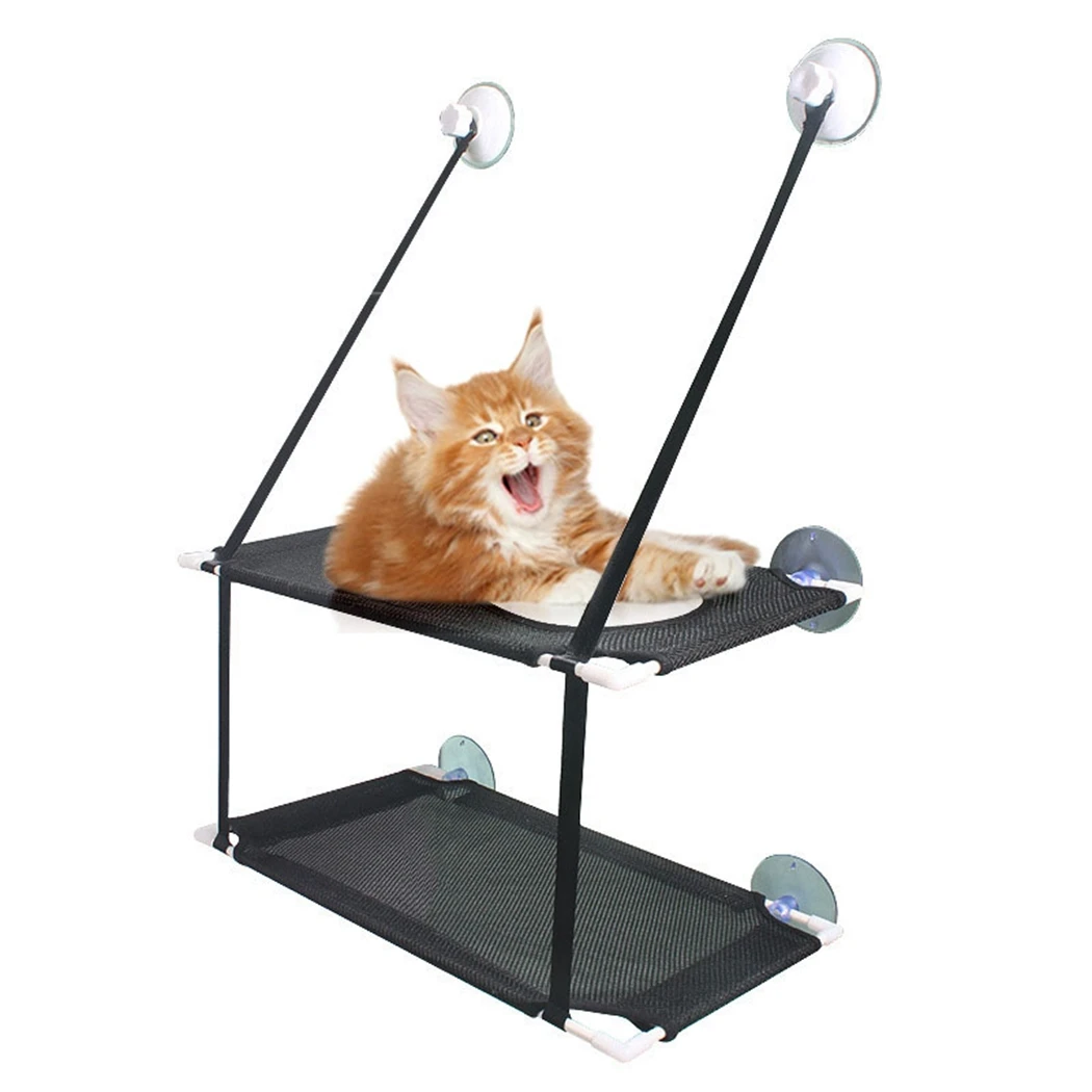

Double Layer Cat Hammock Suction Cup Window Mounted Pet Nest Breathable Mesh Kitten Sleeping Playing Hanging Shelf Seats
