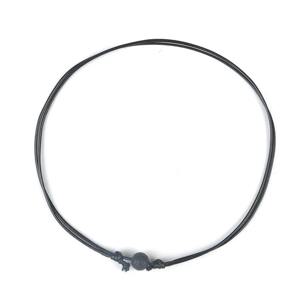 Мужское ожерелье черный камень из вулканической лавы колье чокер с бусинами