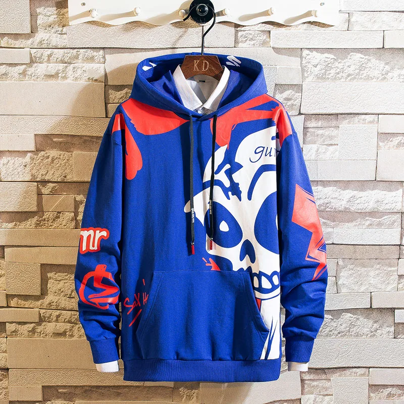 Толстовка мужская с принтом черепа Повседневный пуловер пальто в стиле хип хоп