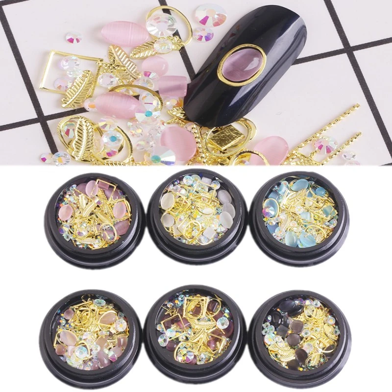 Blueness 1 коробка 3D полые металлические украшения для дизайна ногтей смешанные