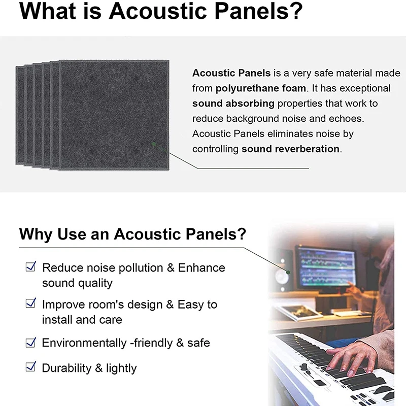 

6 Pcs Acoustic Absorption Panels, Beveled Ceramic Tiles for Sound Insulation, Suitable for Houses, Etc