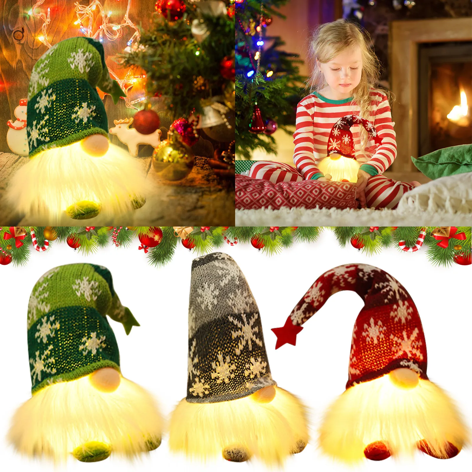 

Christmas Ornaments With Lights Glowing Christmas Glowing Old Man Rudolph Doll Fabric Birthday Gift Family Christmas Holiday Dec
