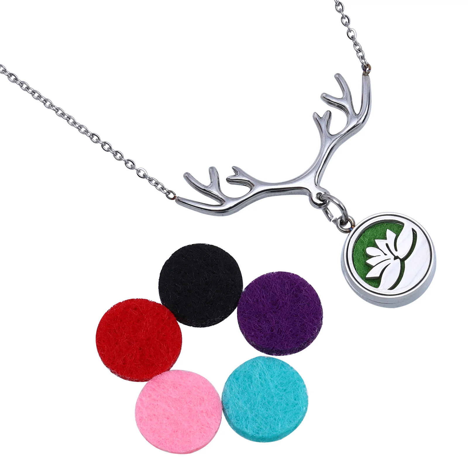 

Aromatherapy Diffuser Necklace Deer Antler Lotus Necklace Perfume Locket Choker